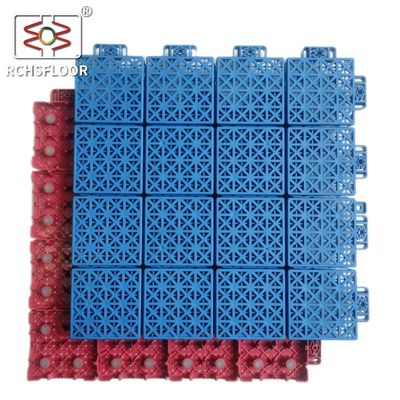 1.81cm épaisseur PVC carreaux de sol interligne Carreaux de plancher de court de basket-ball extérieur 34x34cm